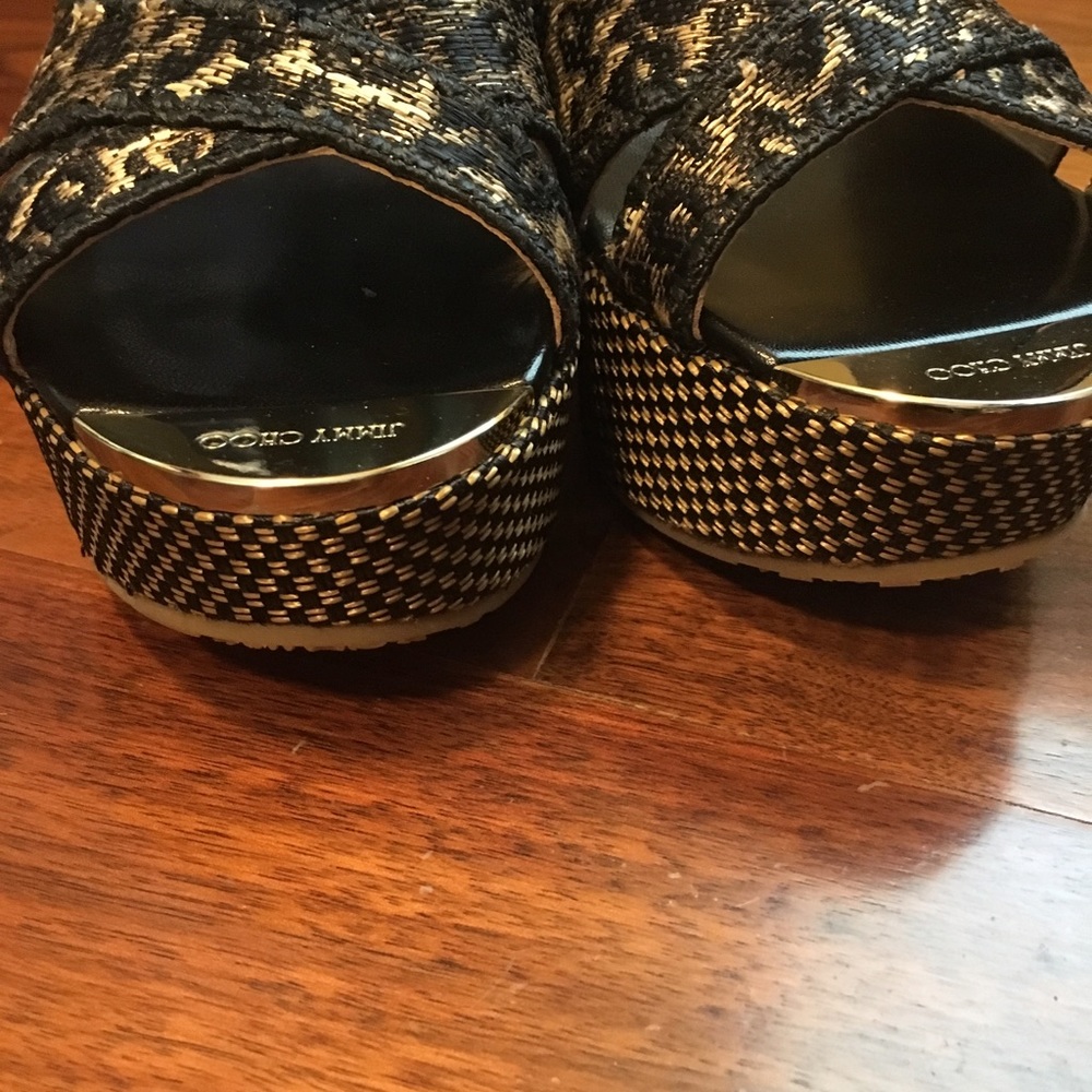 Jimmy Choo 151 Prima Raffia Leopard print platform - Picture 4 of 7